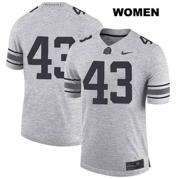 Ohio State Buckeyes Women's Ryan Batsch #43 Gray Authentic Nike No Name College NCAA Stitched Football Jersey AV19A17XH